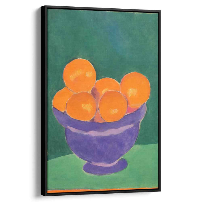Citrus Glow: Vibrant Oranges in Purple Bowl Canvas Art