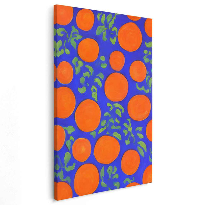Vibrant Oranges on Electric Blue: Dynamic Abstract Canvas Art