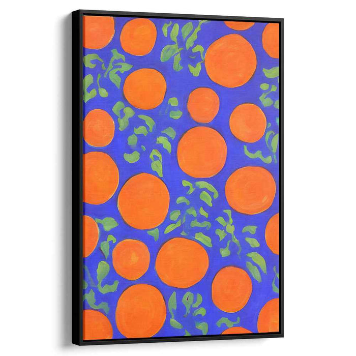 Vibrant Oranges on Electric Blue: Dynamic Abstract Canvas Art