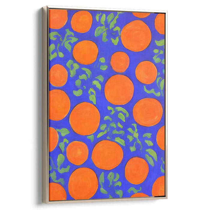 Vibrant Oranges on Electric Blue: Dynamic Abstract Canvas Art
