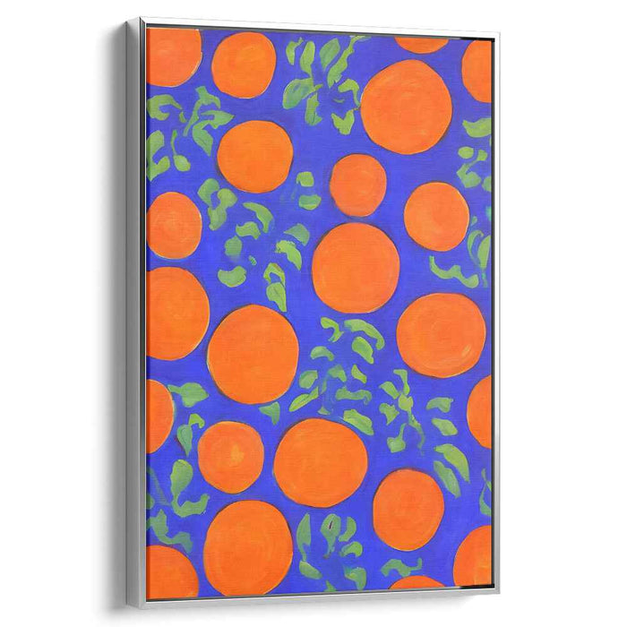 Vibrant Oranges on Electric Blue: Dynamic Abstract Canvas Art