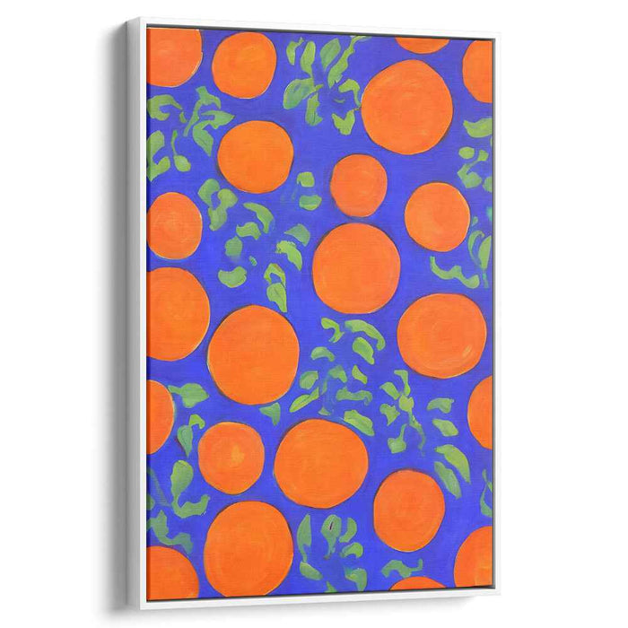 Vibrant Oranges on Electric Blue: Dynamic Abstract Canvas Art