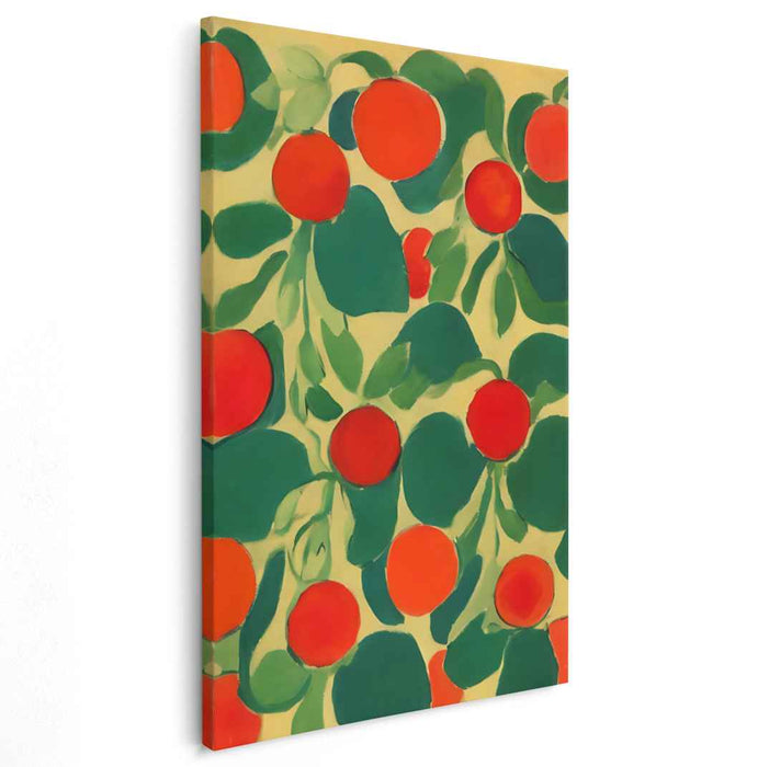 Sunny Orchard: Vibrant Orange and Green Fauvist Canvas Art Print
