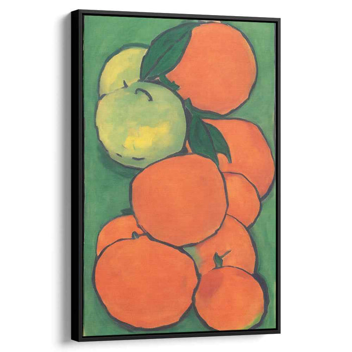 Tangled Citrus Harmony: Lush Orange and Green Apple Still Life Canvas Art