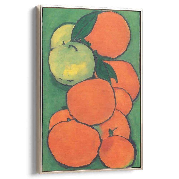 Tangled Citrus Harmony: Lush Orange and Green Apple Still Life Canvas Art