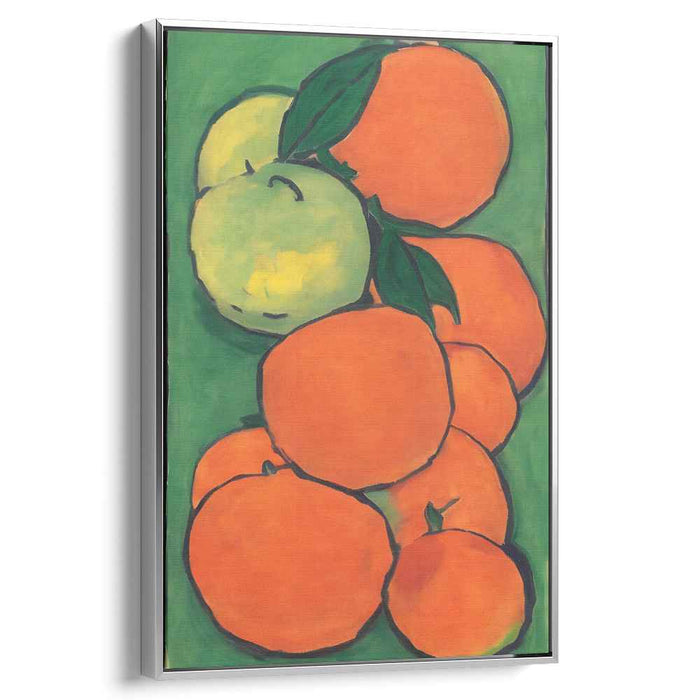 Tangled Citrus Harmony: Lush Orange and Green Apple Still Life Canvas Art
