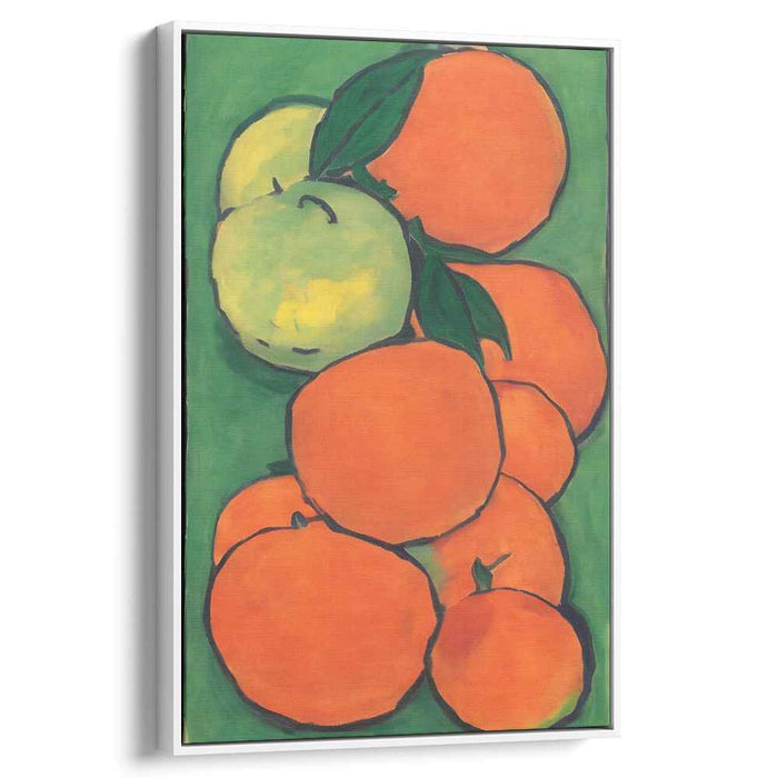 Tangled Citrus Harmony: Lush Orange and Green Apple Still Life Canvas Art