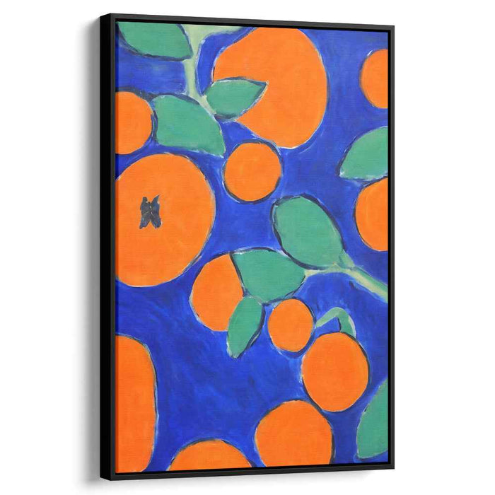 Vibrant Oranges on Bold Blue: Fauvist Inspired Fruit Canvas Art Print