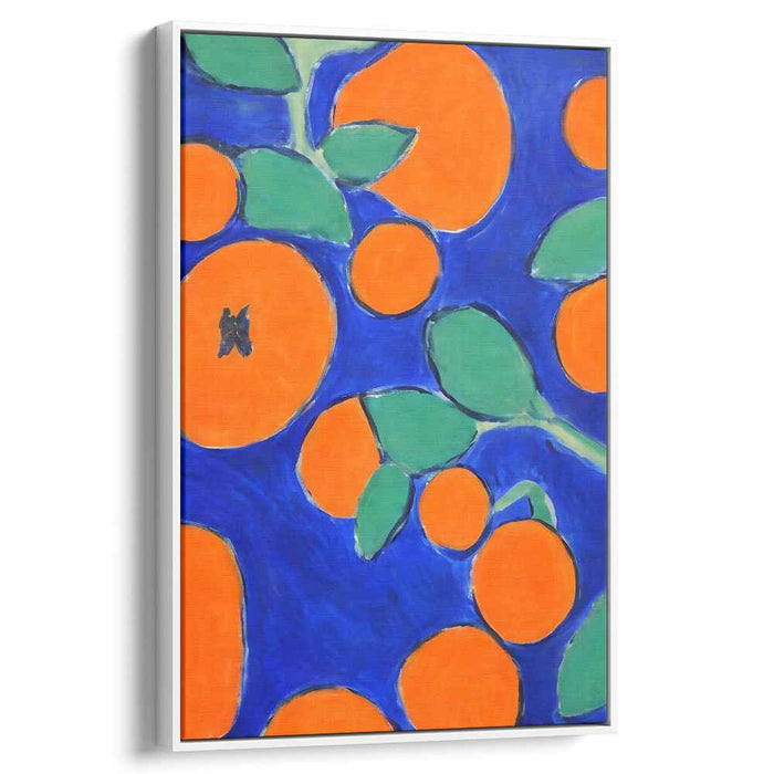 Vibrant Oranges on Bold Blue: Fauvist Inspired Fruit Canvas Art Print