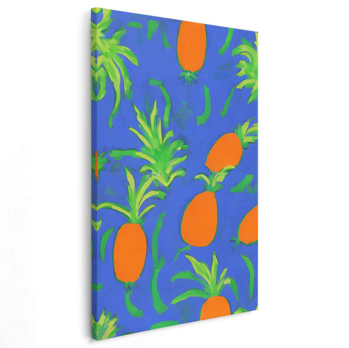 Tropical Sizzle Symphony: Pineapple Paradise on Azure Canvas Art