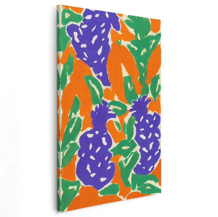 Tropical Rhythm: Vibrant Pineapple Dance Canvas Art Print