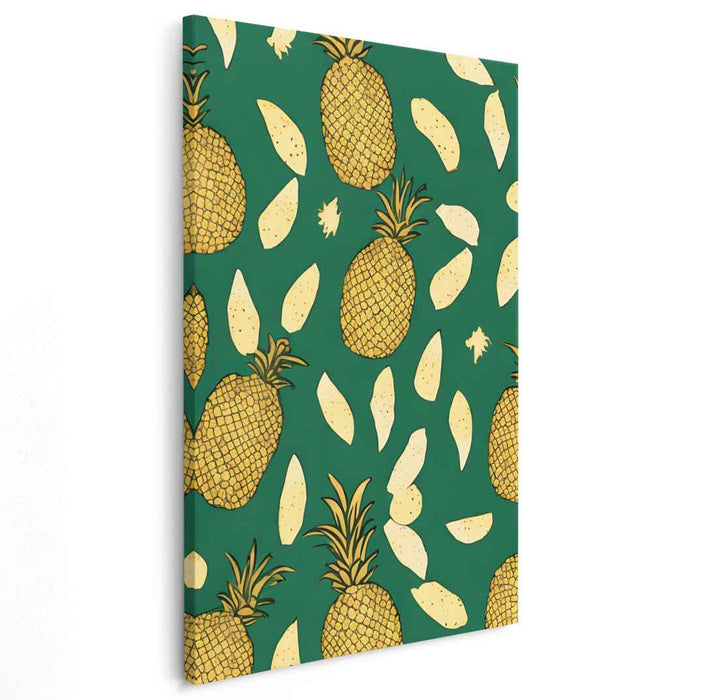 Tropical Visions on Jade: Pineapple Paradise on Emerald Canvas Art