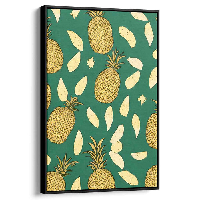 Tropical Visions on Jade: Pineapple Paradise on Emerald Canvas Art