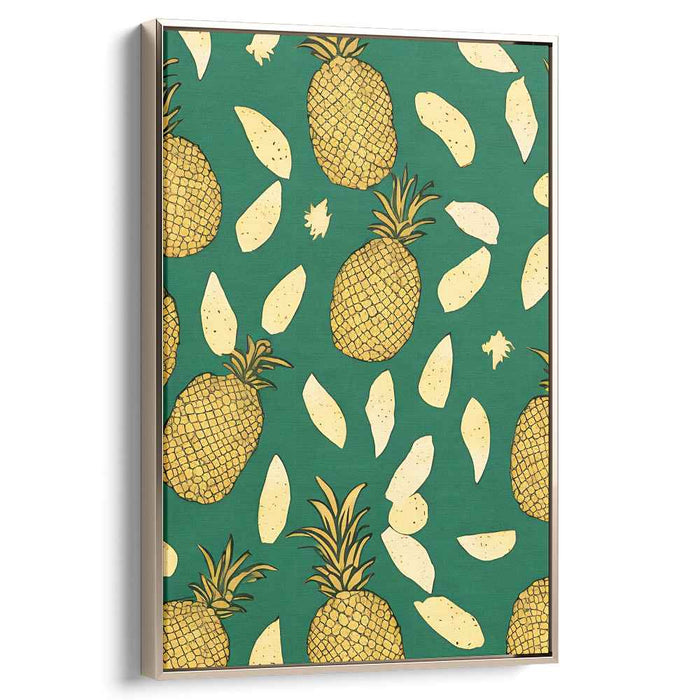 Tropical Visions on Jade: Pineapple Paradise on Emerald Canvas Art