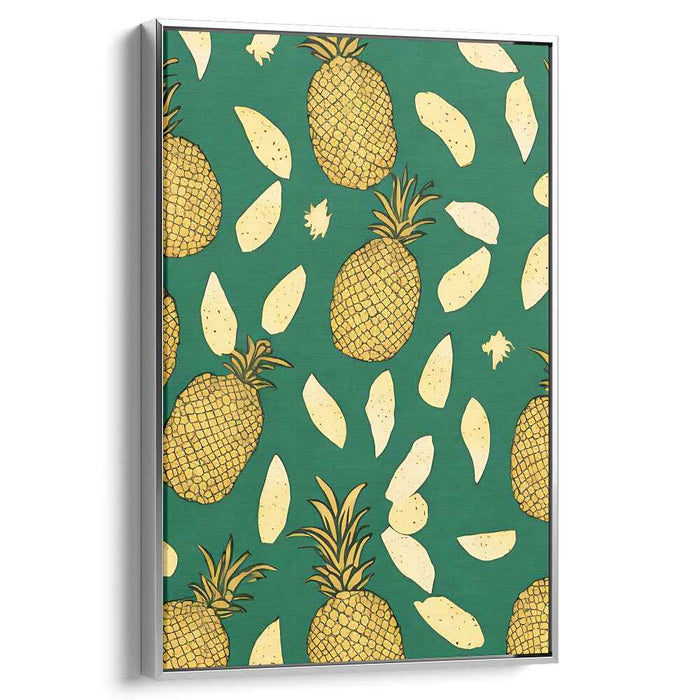 Tropical Visions on Jade: Pineapple Paradise on Emerald Canvas Art