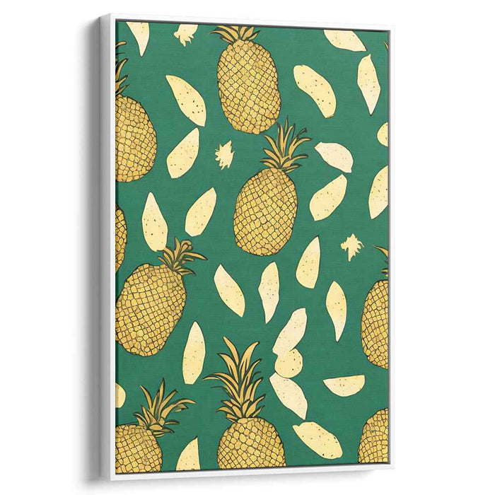 Tropical Visions on Jade: Pineapple Paradise on Emerald Canvas Art