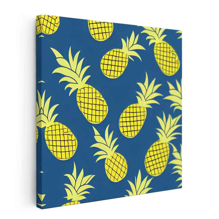 Tropical Sunshine Twist: Sunny Pineapple Pattern Canvas Art Print