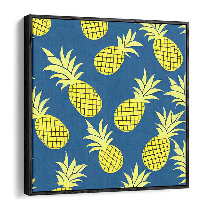 Tropical Sunshine Twist: Sunny Pineapple Pattern Canvas Art Print