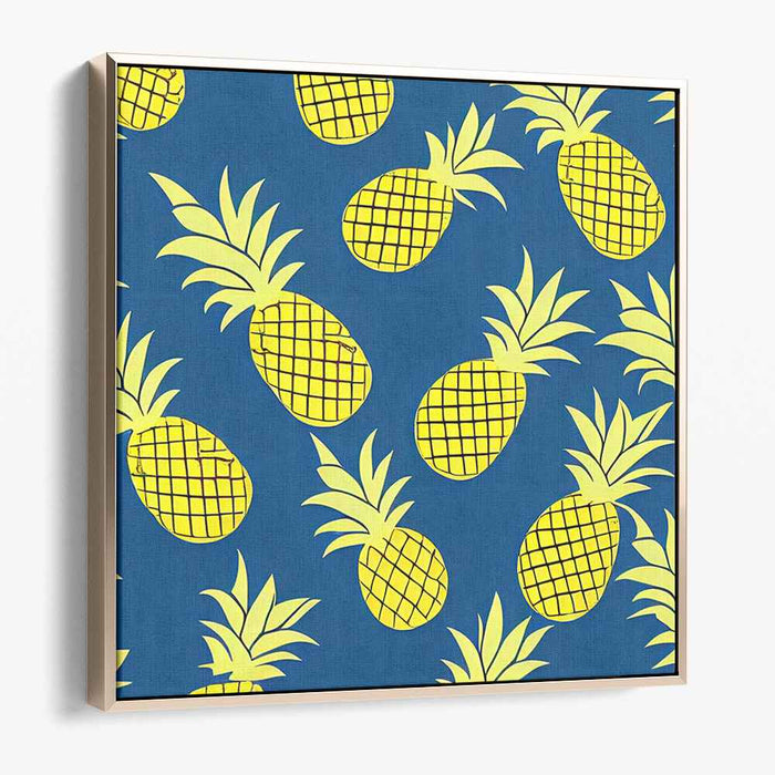 Tropical Sunshine Twist: Sunny Pineapple Pattern Canvas Art Print