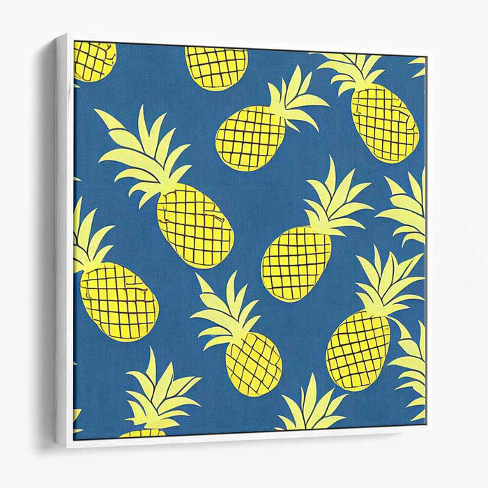 Tropical Sunshine Twist: Sunny Pineapple Pattern Canvas Art Print