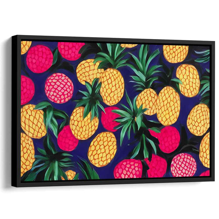 Luscious Tropics: Pineapple and Raspberry Delight Canvas Art Print