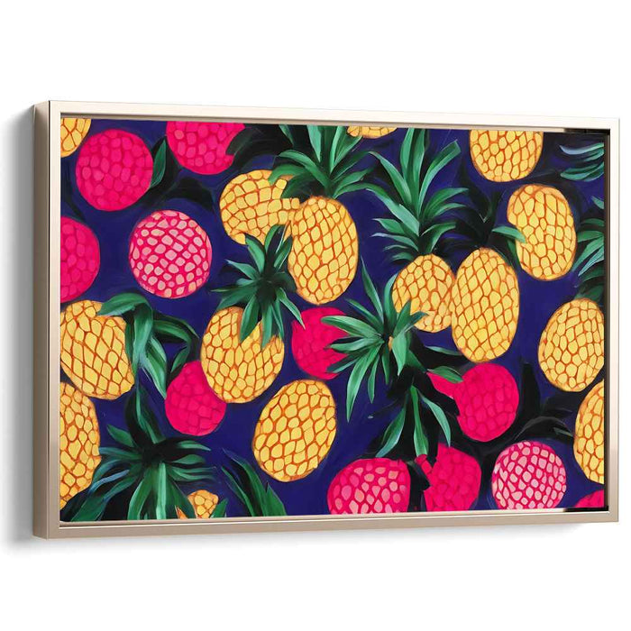 Luscious Tropics: Pineapple and Raspberry Delight Canvas Art Print