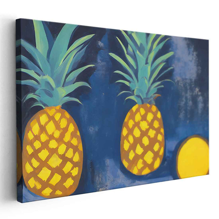 Midnight Pineapples: Modern Tropical Canvas Art