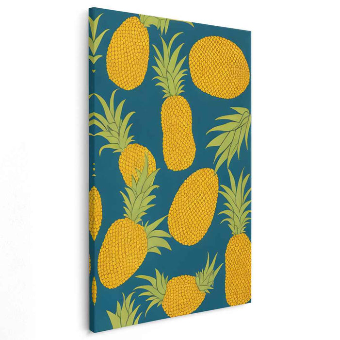 Tropical Sunshine Delight: Sunny Pineapple Pattern Canvas Art