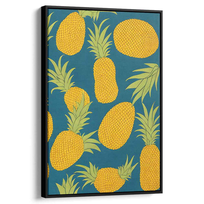 Tropical Sunshine Delight: Sunny Pineapple Pattern Canvas Art