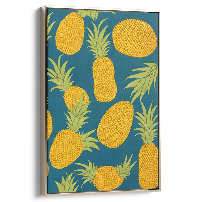 Tropical Sunshine Delight: Sunny Pineapple Pattern Canvas Art