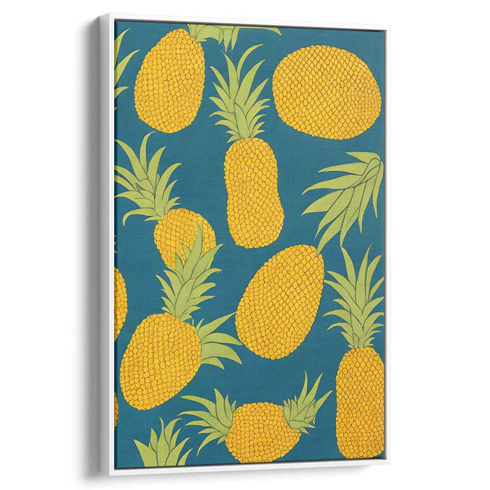 Tropical Sunshine Delight: Sunny Pineapple Pattern Canvas Art