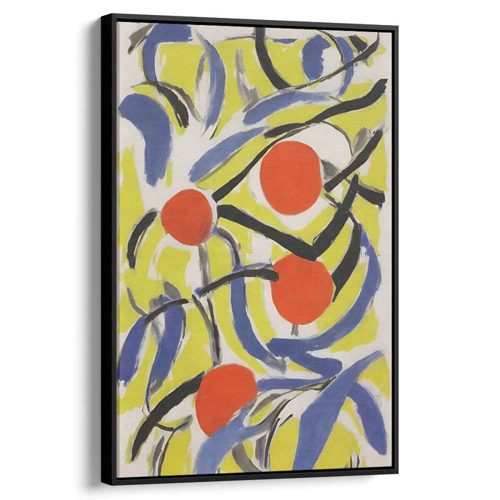 Sunburst Symphony in Scarlet: Abstract Expressionist Red Circles on Vibrant Yellow Canvas