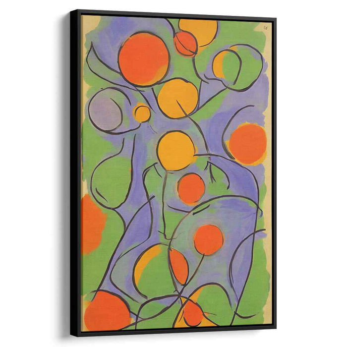 Citrus Melody: Abstract Expressionist Orange and Green Canvas Art Print