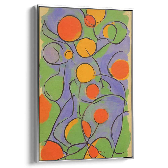 Citrus Melody: Abstract Expressionist Orange and Green Canvas Art Print