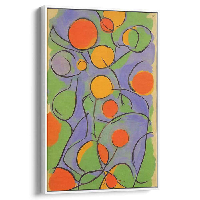 Citrus Melody: Abstract Expressionist Orange and Green Canvas Art Print