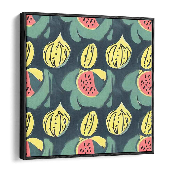 Whimsical Fruits: Modernist Fig and Watermelon Canvas Art Print