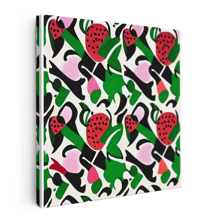 Strawberry Delight: Vibrant Abstract Pop Art Canvas Print