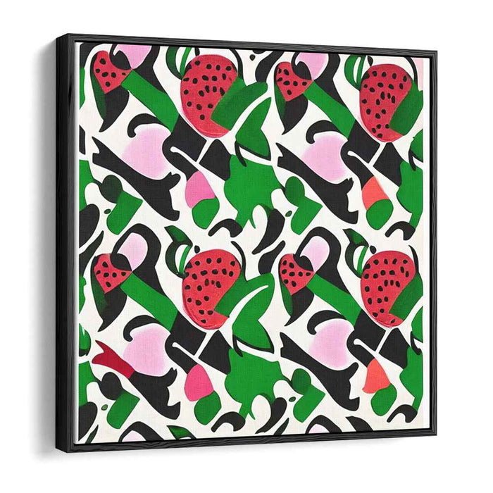 Strawberry Delight: Vibrant Abstract Pop Art Canvas Print