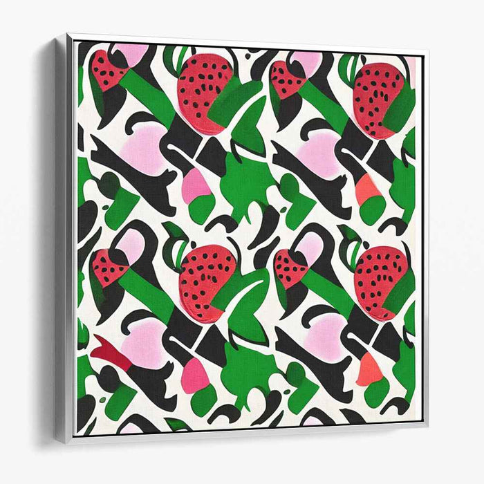 Strawberry Delight: Vibrant Abstract Pop Art Canvas Print