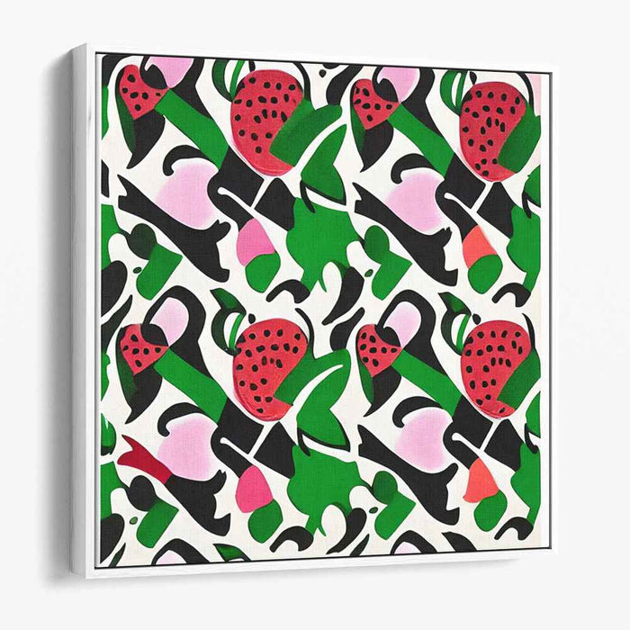 Strawberry Delight: Vibrant Abstract Pop Art Canvas Print