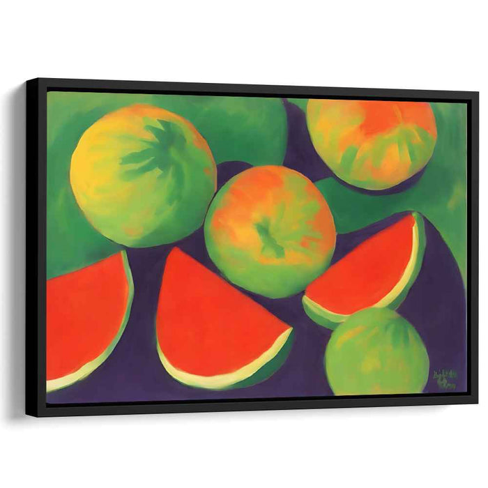 Crisp Juicy Melon Medley: Vibrant Watermelon Still Life Canvas Art