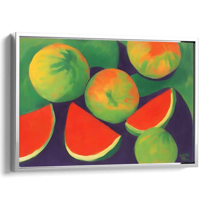 Crisp Juicy Melon Medley: Vibrant Watermelon Still Life Canvas Art