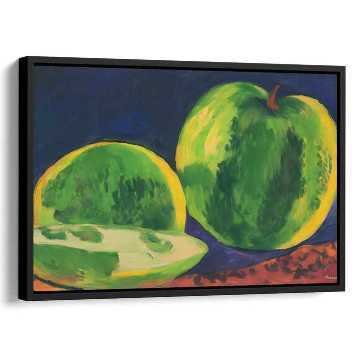 Lush Green Melons: Post-Impressionist Fruit Study on Canvas