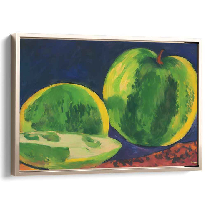 Lush Green Melons: Post-Impressionist Fruit Study on Canvas
