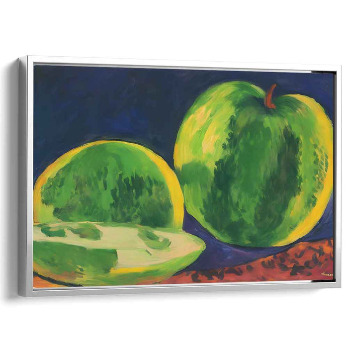 Lush Green Melons: Post-Impressionist Fruit Study on Canvas