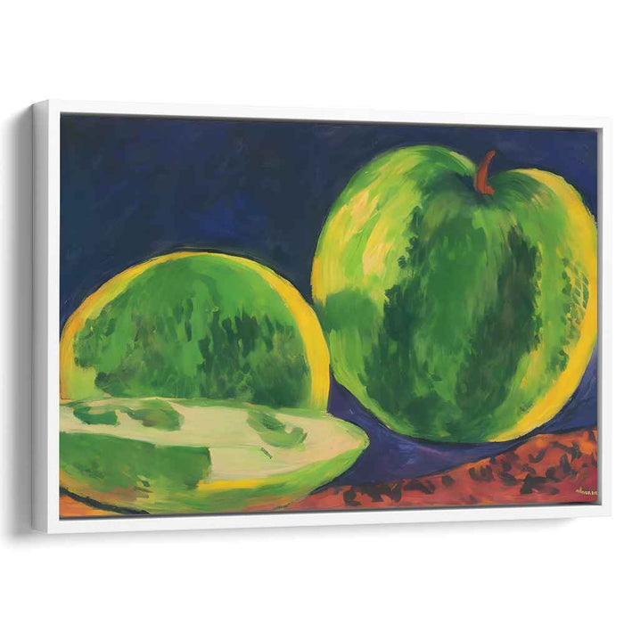 Lush Green Melons: Post-Impressionist Fruit Study on Canvas