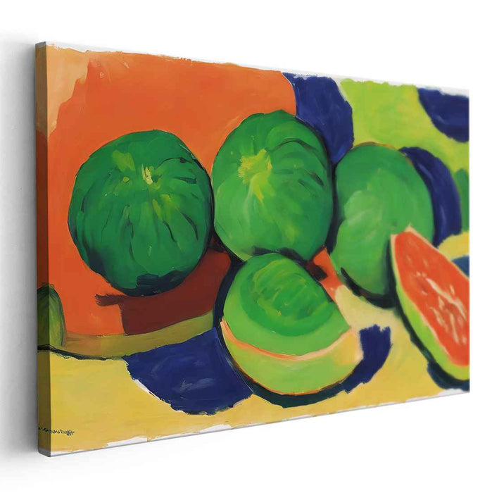 Bold Citrus Symphony: Fauvist Still Life with Bold Green and Orange Hues