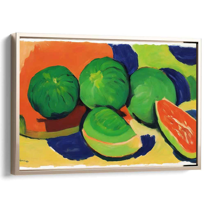 Bold Citrus Symphony: Fauvist Still Life with Bold Green and Orange Hues