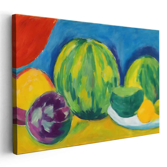 Summer Harvest: Vibrant Watermelon and Citrus Still Life Canvas Art
