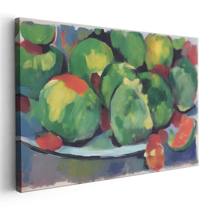 Tart Finesse: Contemporary Green Apple Still Life Canvas Art Print